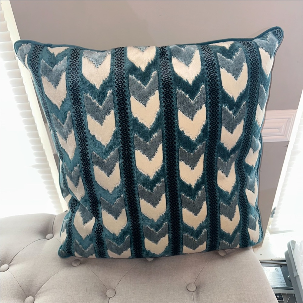 Rodeo Teal Blue Abstract Modern Pattern Heavy Soft Quality Throw Pillow 24”x 24”